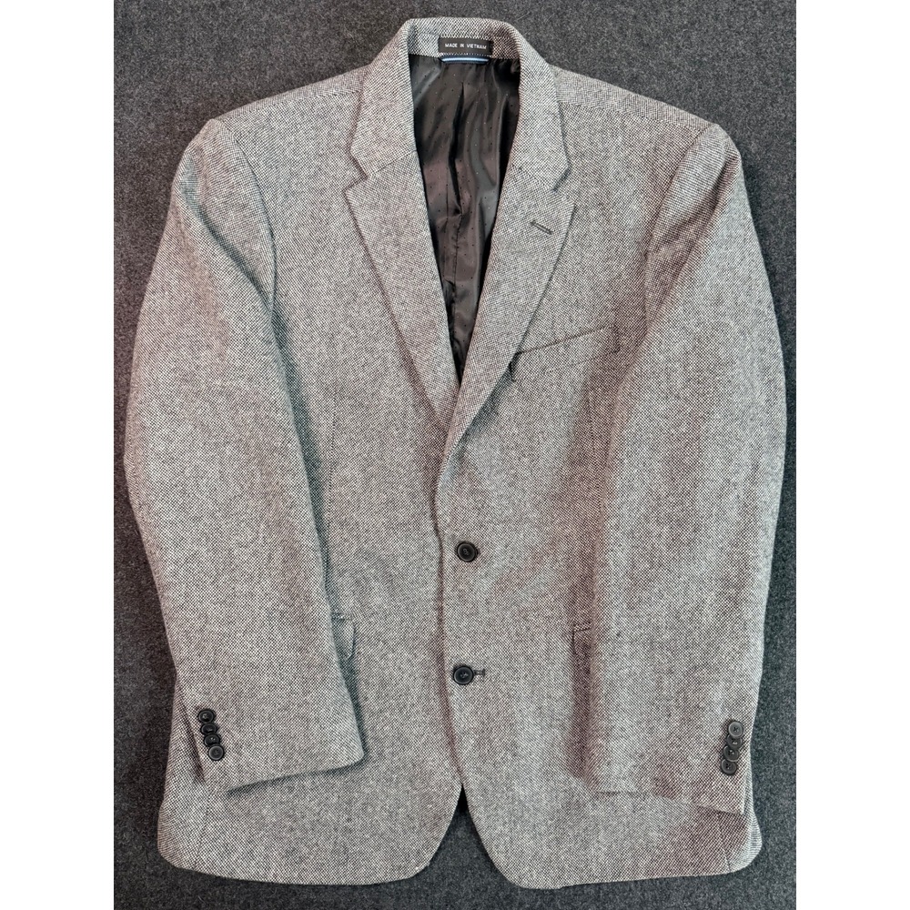Tommy Hilfiger Mens 42R Grey Wool Pinhead Pinpoint Blazer Sport Coat Jacket